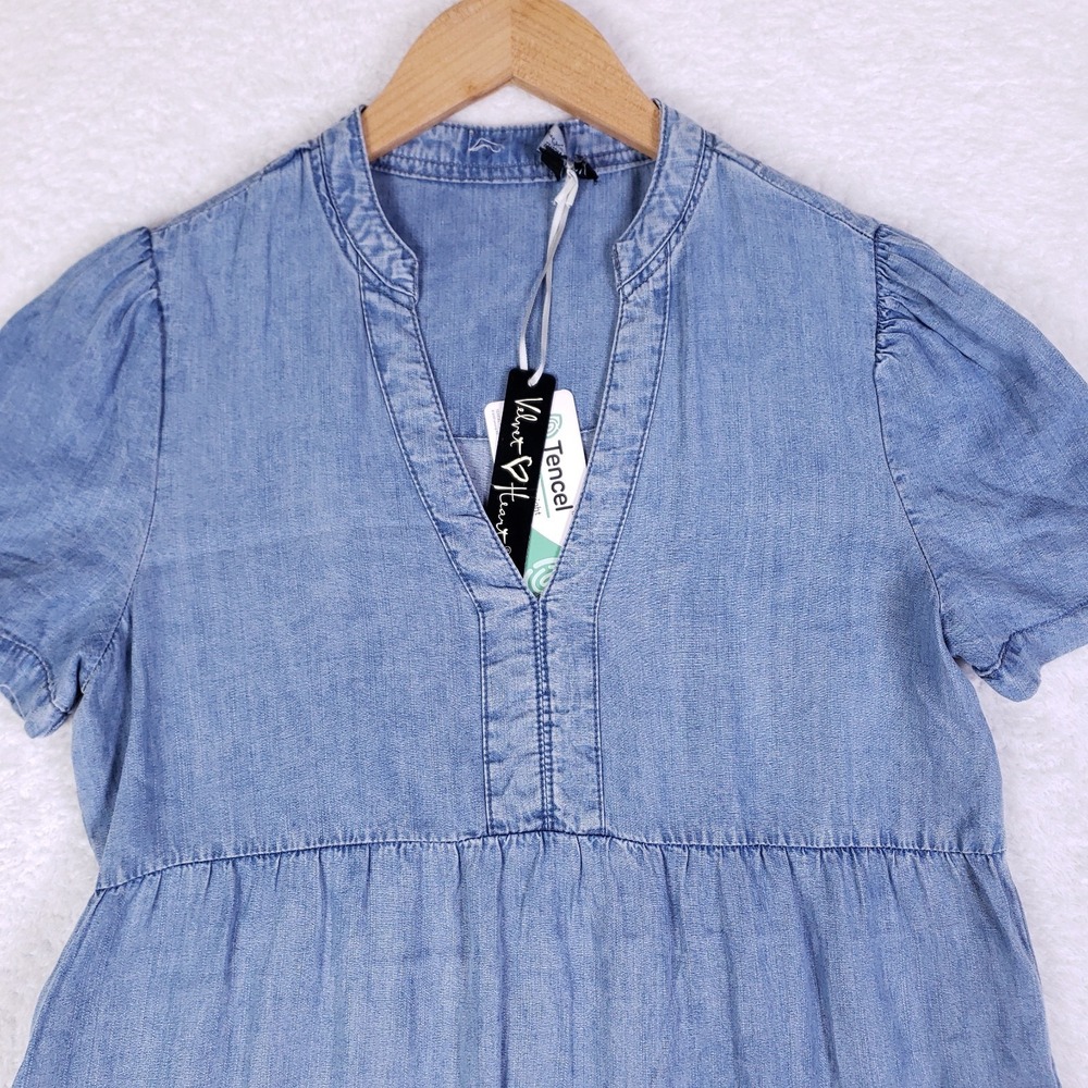 Velvet Heart Tencel Tiered Mini Dress XS Blue - Picture 2 of 10